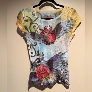 Vintage Y2K Apple Bottoms T Shirt Women Rhinestones size medium